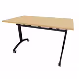 Table mobile rabattable rectangulaire FT12 - 120 x 70 cm - piétement noir - plateau mélaminé hêtre naturel