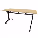 Table mobile rabattable rectangulaire FT12 - 140 x 70 cm - piétement noir - plateau hêtre mélaminé naturel
