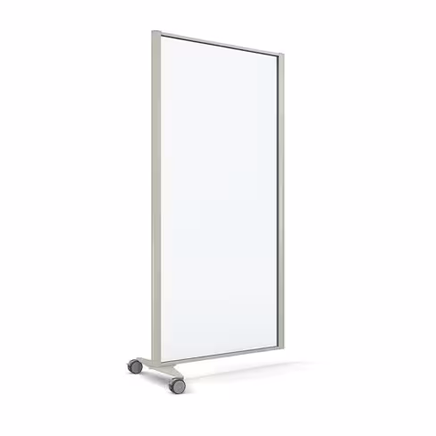 Cloison droite suivante KP - l. 81 x h. 160 cm - verre transparent - 1 pied sur roulettes