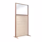 Cloison droite KP - l. 81 x h. 160 cm - partie basse mélaminé et partie haute vitrée - 2 pieds stabilisateurs