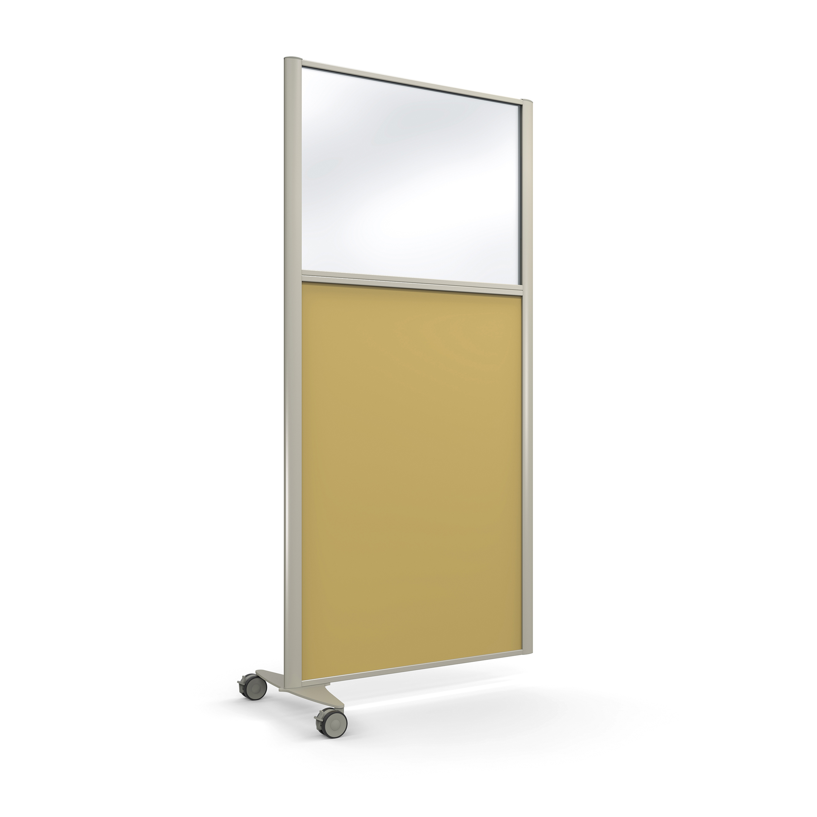 Cloison droite suivante KP - l. 81 x h. 160 cm - partie basse mélaminé et partie haute vitrée - 1 pied sur roulettes