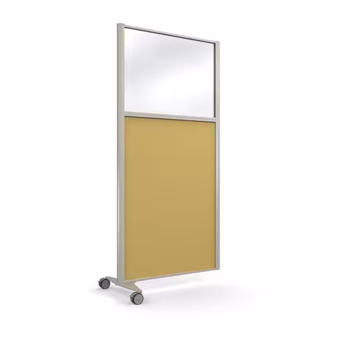 Cloison droite suivante KP - l. 81 x h. 160 cm - partie basse mélaminé et partie haute vitrée - 1 pied sur roulettes