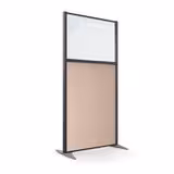 Cloison droite KP - l. 81 x h. 160 cm - bas mélaminé et haut polycarbonate - 2 pieds stabilisateurs