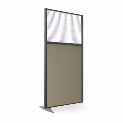 Cloison droite suivante KP - l. 81 x h. 160 cm - bas mélaminé et haut polycarbonate - 1 pied stabilisateur