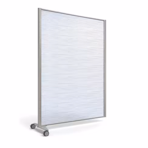 Cloison droite suivante KP - l. 122 x h. 160 cm - polycarbonate - 1 pied sur roulettes