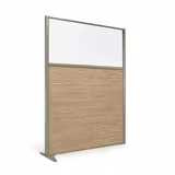 Cloison droite suivante KP - l. 122 x h. 160 cm - partie basse mélaminé et partie haute vitrée - 1 pied stabilisateur