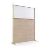 Cloison droite KP - l. 122 x h. 160 cm - bas mélaminé et haut polycarbonate - 2 pieds stabilisateurs