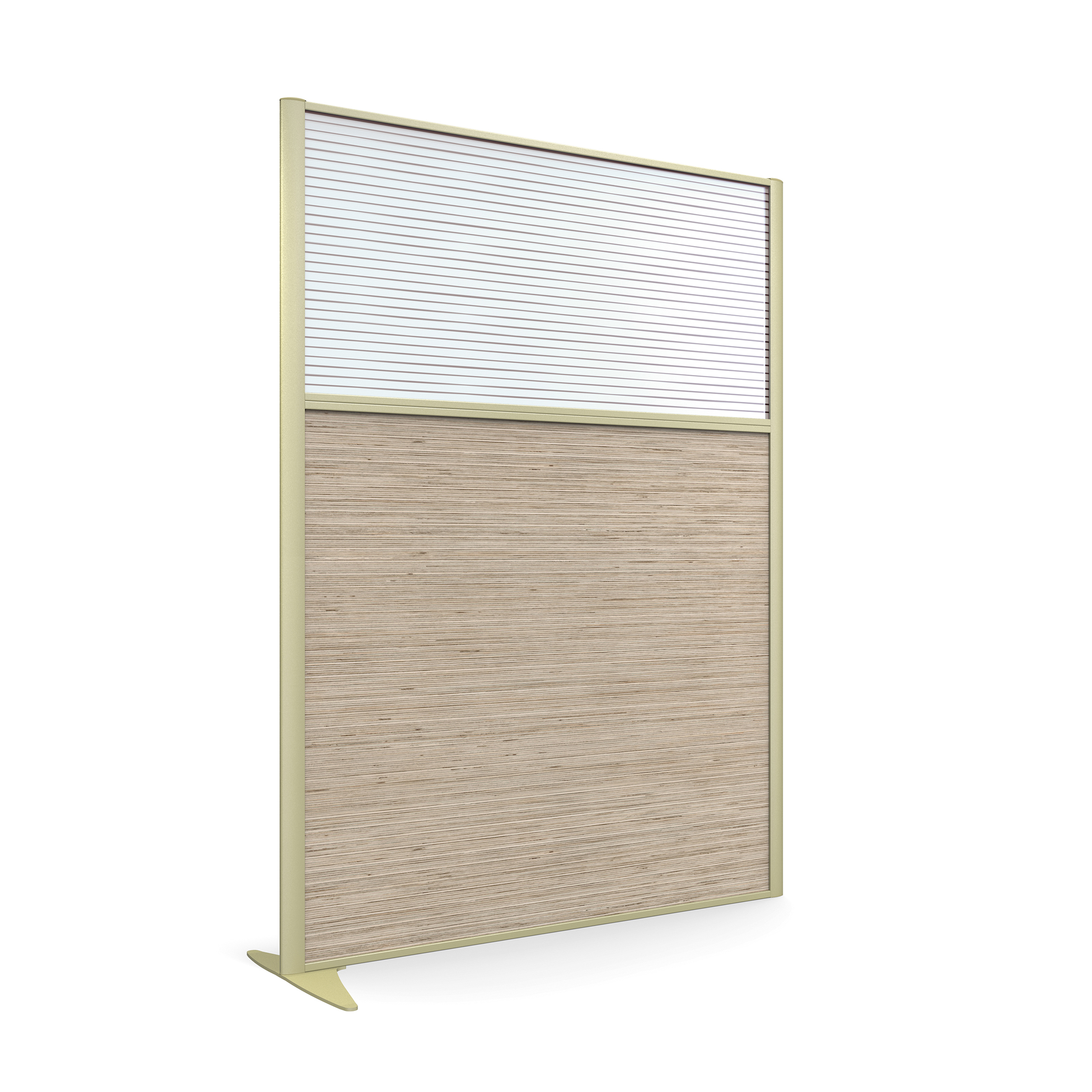 Cloison droite suivante KP - l. 122 x h. 160 cm - bas mélaminé et haut polycarbonate - 1 pied stabilisateur