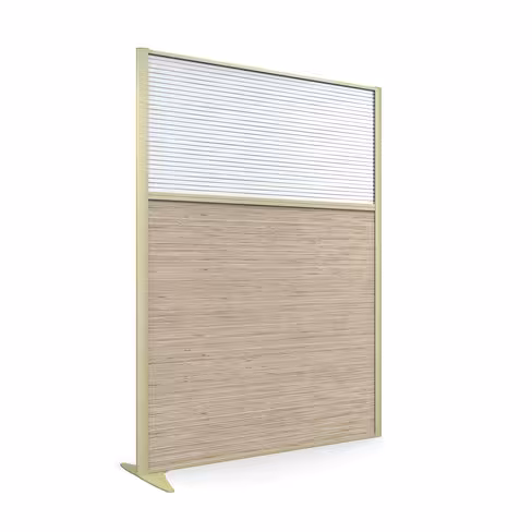 Cloison droite suivante KP - l. 122 x h. 160 cm - bas mélaminé et haut polycarbonate - 1 pied stabilisateur