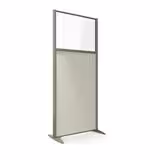 Cloison droite KP - l. 81 x h. 180 cm - partie basse mélaminé et partie haute vitrée - 2 pieds stabilisateurs