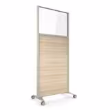 Cloison droite KP - l. 81 x h. 180 cm - partie basse mélaminé et partie haute vitrée - 2 pieds sur roulettes