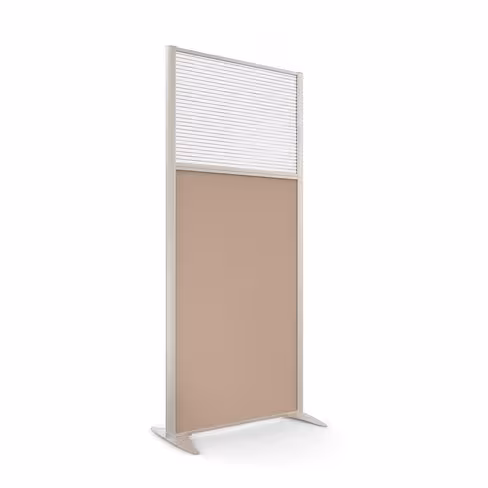 Cloison droite KP - l. 81 x h. 180 cm - bas mélaminé et haut polycarbonate - 2 pieds stabilisateurs