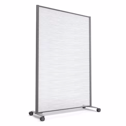 Cloison droite KP - l. 122 x h. 180 cm - polycarbonate - 2 pieds sur roulettes