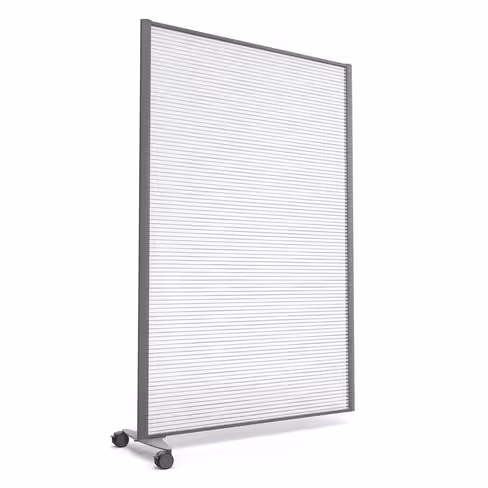 Cloison droite suivante KP - l. 122 x h. 180 cm - polycarbonate - 1 pied sur roulettes