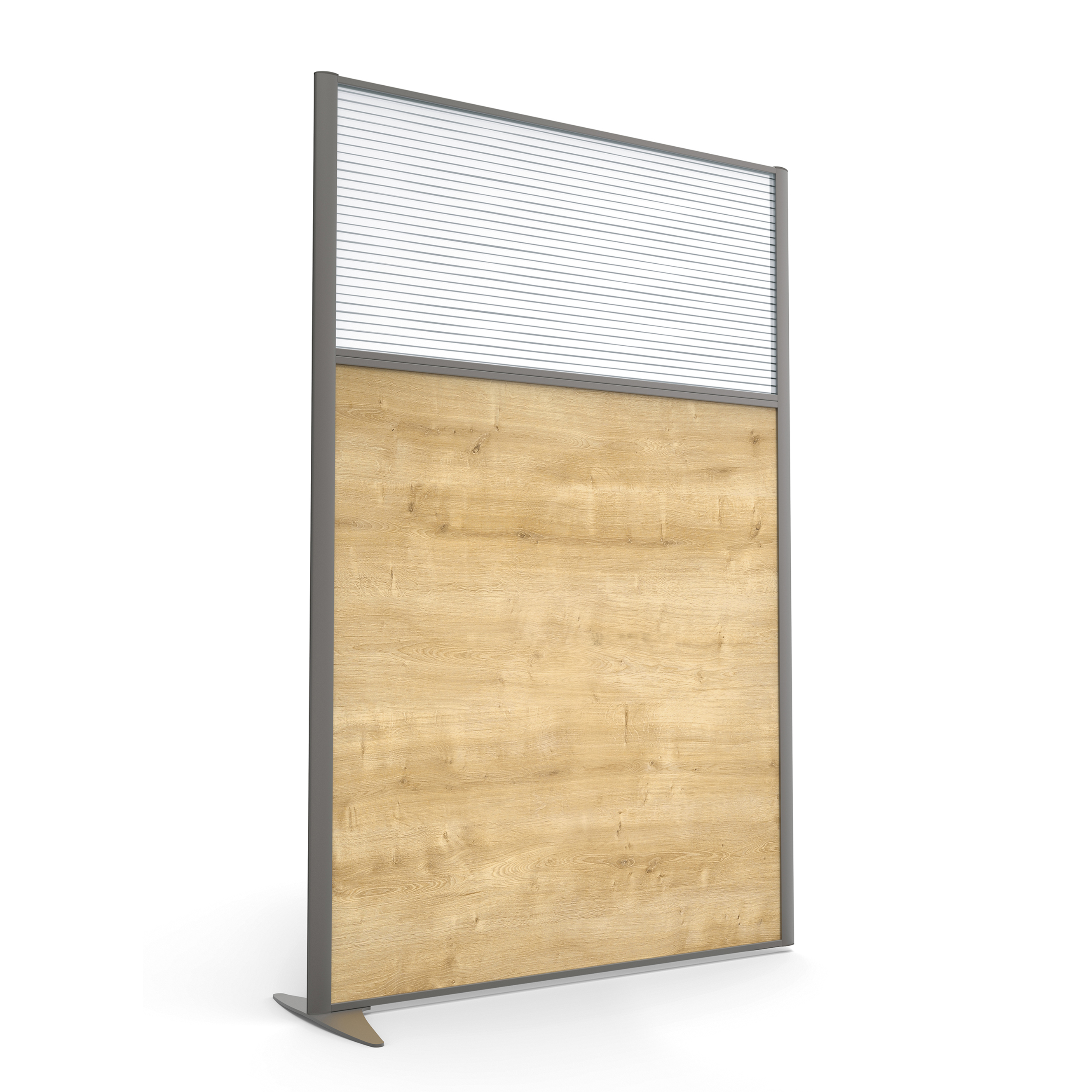 Cloison droite suivante KP - l. 122 x h. 180 cm - bas mélaminé et haut polycarbonate - 1 pied stabilisateur