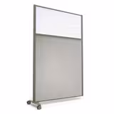 Cloison droite suivante KP - l. 122 x h. 180 cm - bas mélaminé et haut polycarbonate - 1 pied sur roulettes