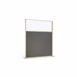 Cloison droite KP - l. 163 x h. 180 cm - partie basse mélaminé et partie haute vitrée - 2 pieds stabilisateurs