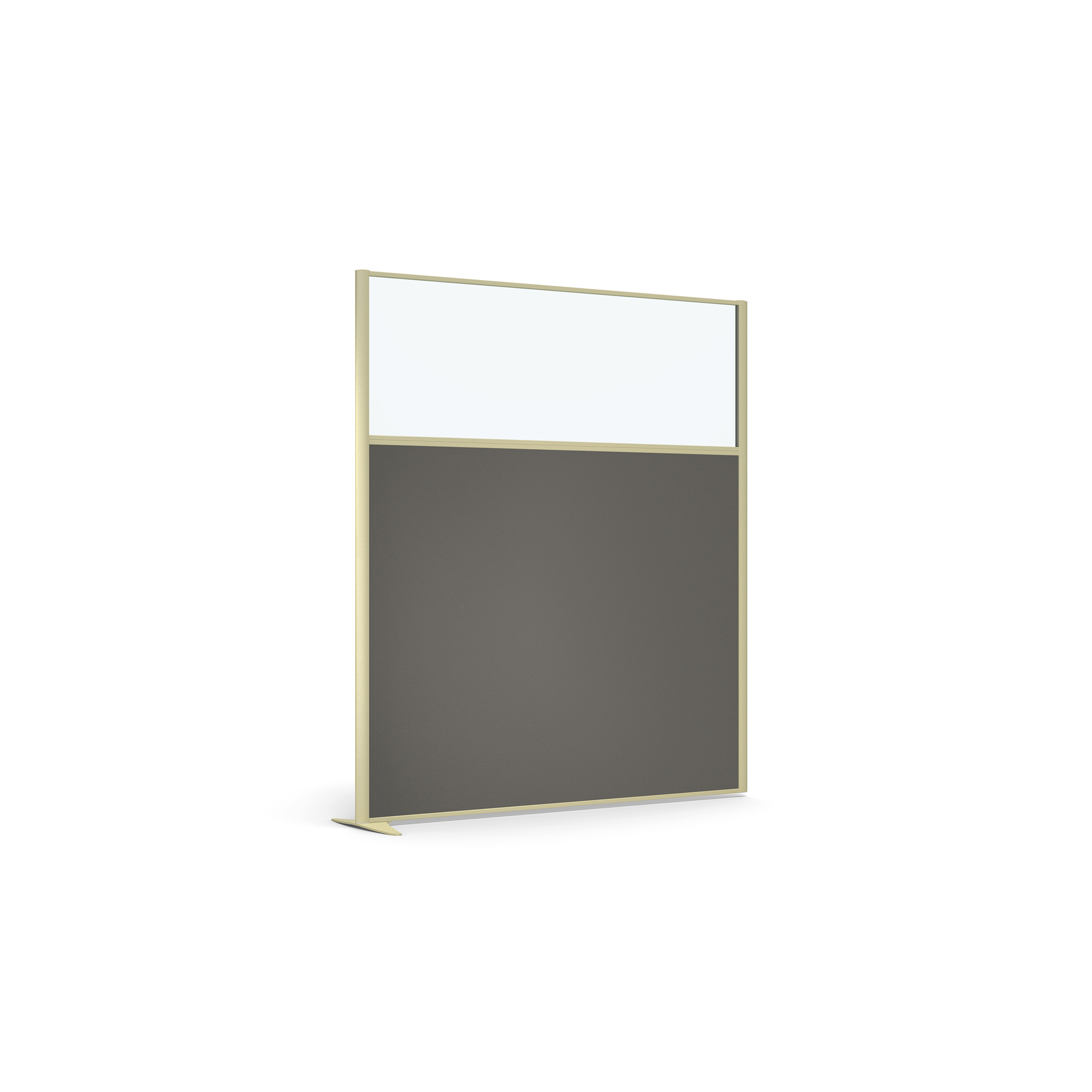 Cloison droite suivante KP - l. 163 x h. 180 cm - partie basse mélaminé et partie haute vitrée - 1 pied stabilisateur