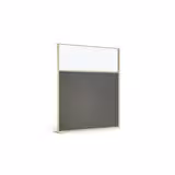 Cloison droite suivante KP - l. 163 x h. 180 cm - partie basse mélaminé et partie haute vitrée - 1 pied stabilisateur