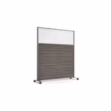 Cloison droite KP - l. 163 x h. 180 cm - bas mélaminé et haut polycarbonate - 2 pieds sur roulettes