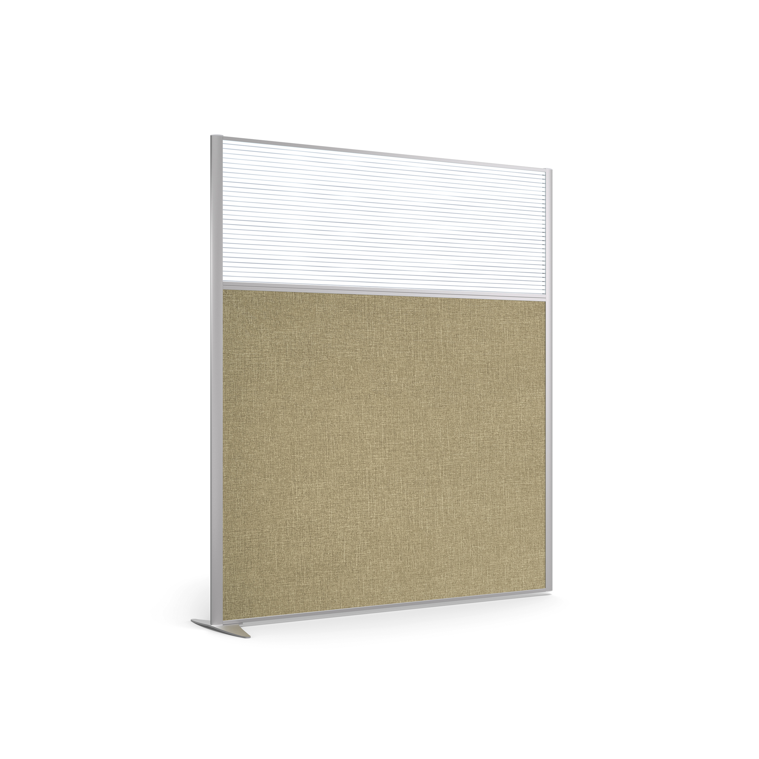 Cloison droite suivante KP - l. 163 x h. 180 cm - bas mélaminé et haut polycarbonate - 1 pied stabilisateur