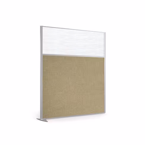 Cloison droite suivante KP - l. 163 x h. 180 cm - bas mélaminé et haut polycarbonate - 1 pied stabilisateur