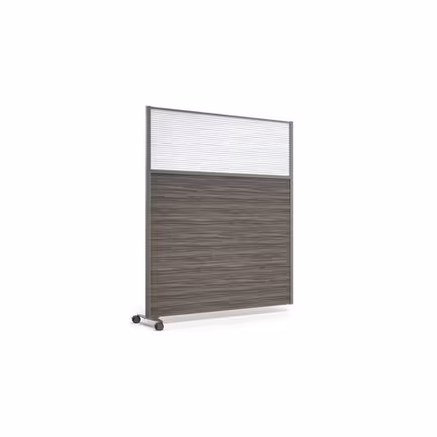 Cloison droite suivante KP - l. 163 x h. 180 cm - bas mélaminé et haut polycarbonate - 1 pied sur roulettes