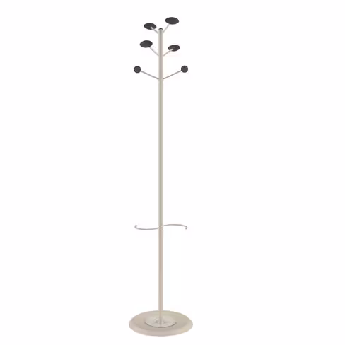 Portemanteau sur socle Aloès - 6 patères bois - avec porte-parapluie
