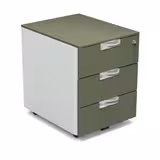 Caisson mobile Obade - corps métal/façade et top mélaminé - 3 tiroirs plats - poignée chrome