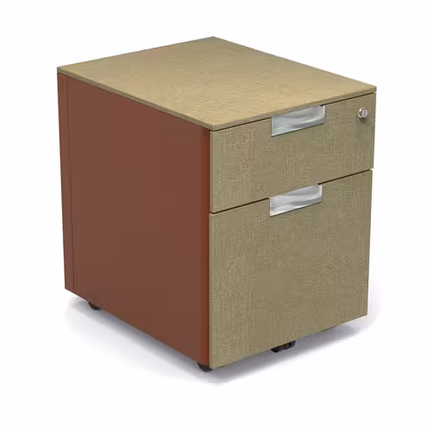 Caisson mobile Obade - corps métal/façade et top mélaminé - 1 tiroir plat + 1 tiroir dossiers suspendus - poignée chrome