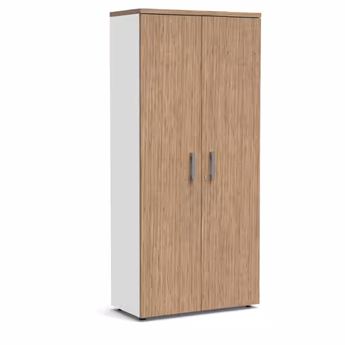 Armoire mélaminé Obade - h. 197 x l. 80 cm - 5 tablettes métal - portes battantes