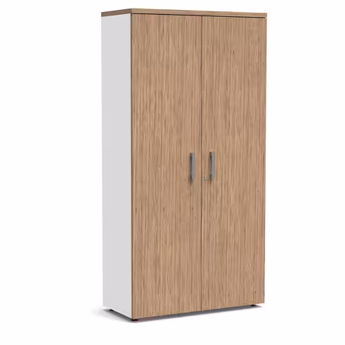 Armoire mélaminé Obade - h. 197 x l. 100 cm - 5 tablettes métal - portes battantes