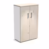 Armoire mélaminé Obade - h. 133 x l. 80 cm - 3 tablettes métal - portes battantes