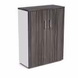 Armoire mélaminé Obade - h. 133 x l. 100 cm - 3 tablettes métal - portes battantes