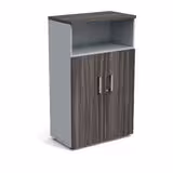 Armoire mélaminé Obade - h. 133 x l. 80 cm - 2 tablettes métal - portes battantes et niche