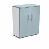 Armoire mélaminé Obade - h. 101 x l. 80 cm - 2 tablettes métal - portes battantes