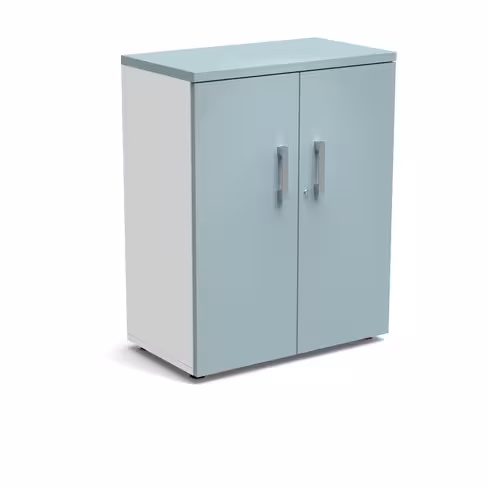 Armoire mélaminé Obade - h. 101 x l. 80 cm - 2 tablettes métal - portes battantes