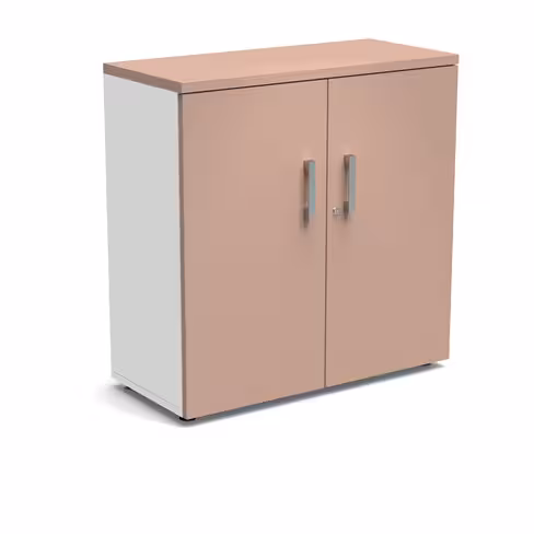 Armoire mélaminé Obade - h. 101 x l. 100 cm - 2 tablettes métal - portes battantes