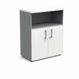 Armoire mélaminé Obade - h. 101 x l. 80 cm - 1 tablette métal - portes battantes et niche