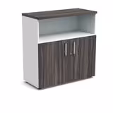 Armoire mélaminé Obade - h. 101 x l. 100 cm - 1 tablette métal - portes battantes et niche