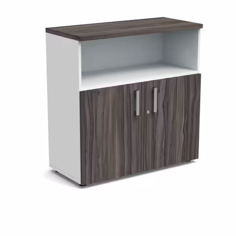 Armoire mélaminé Obade - h. 101 x l. 100 cm - 1 tablette métal - portes battantes et niche