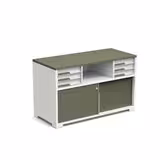 Armoire mélaminé Obade + - h. 61 x l. 100 cm - 3 tiroirs gauche + 3 tiroirs droite + 1 niche - 2 portes coulissantes