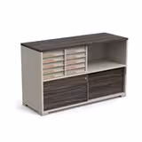 Armoire mélaminé Obade + - h. 73 x l. 120 cm - 10 tiroirs + 1 niche - 2 portes coulissantes