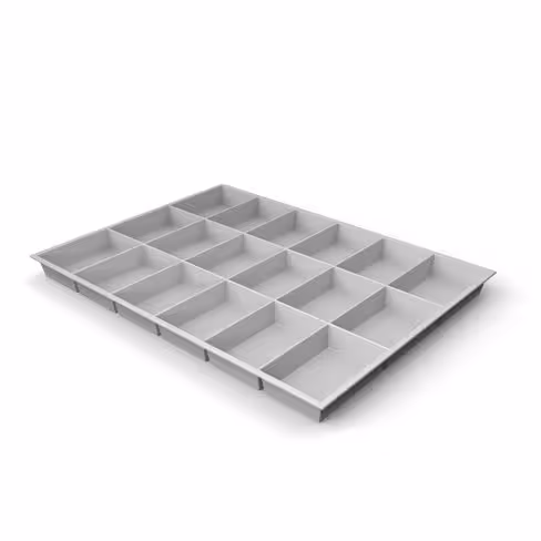 Plateau compartimenté 18 cases - 7,5 x 4,9 cm pour tiroir h. 3 cm