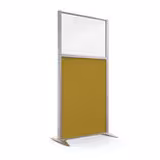 Cloison droite KP - l. 81 x h. 160 cm - partie basse tissu et partie haute vitrée - 2 pieds stabilisateurs