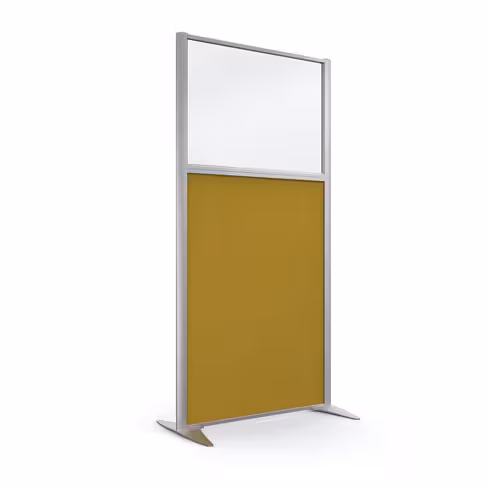 Cloison droite KP - l. 81 x h. 160 cm - partie basse tissu et partie haute vitrée - 2 pieds stabilisateurs