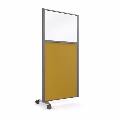 Cloison droite suivante KP - l. 81 x h. 160 cm - partie basse tissu et partie haute vitrée - 1 pied sur roulettes