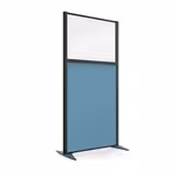 Cloison droite KP - l. 81 x h. 160 cm - partie basse tissu acoustique et partie haute vitrée - 2 pieds stabilisateurs