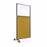 Cloison droite suivante KP - l. 81 x h. 160 cm - bas tissu acoustique et haut vitrée - 1 pied sur roulettes