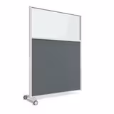 Cloison droite suivante KP - l. 122 x h. 160 cm - partie basse tissu et partie haute vitrée - 1 pied sur roulettes
